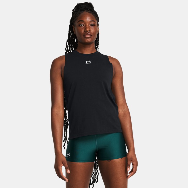 Women's Under Armour Off Campus Muscle Tank Black / White XS